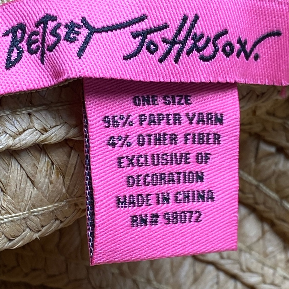 Betsy Johnson Floppy Staw Hat w Bow - Picture 4 of 6
